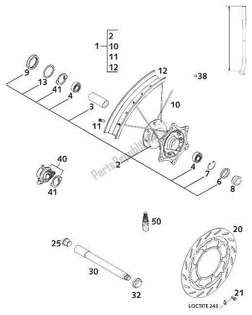 All parts for the Front Wheel 400/640 Lc4 2001 of the KTM 640 LC4 E Europe 972616 2001