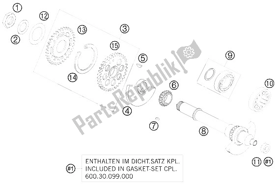 All parts for the Balancer Shaft of the KTM 690 Supermoto Orange Europe 2009