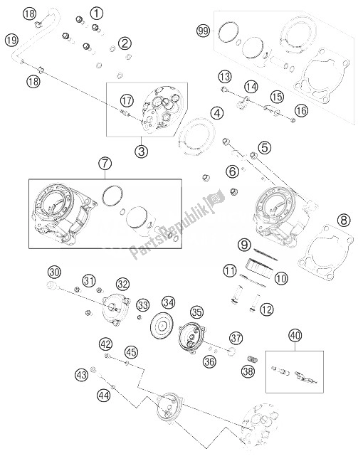 Tutte le parti per il Cilindro, Testata del KTM 65 SX Europe 2014