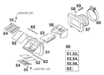 All parts for the Reed Valve Case Kpl. 125/200 '9 of the KTM 200 EXC 99 USA 1999