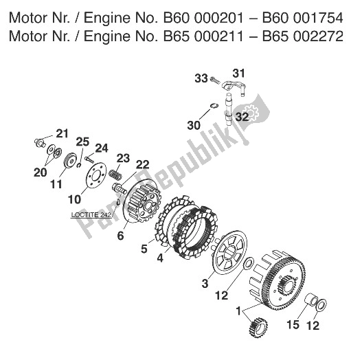 Todas las partes para Embrague 60/65 Ccm I 2000 de KTM 60 SX Europe 1998