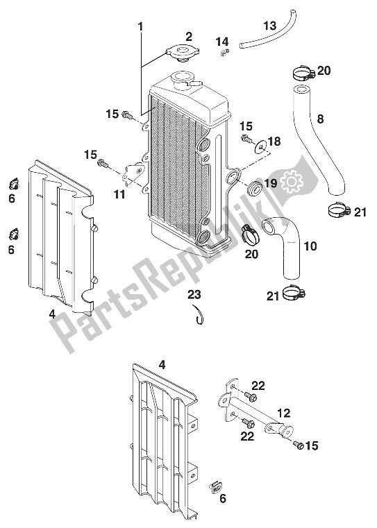 All parts for the Radiator - Radiator Hose 60/65 Ccm '98 of the KTM 65 SX Europe 2000