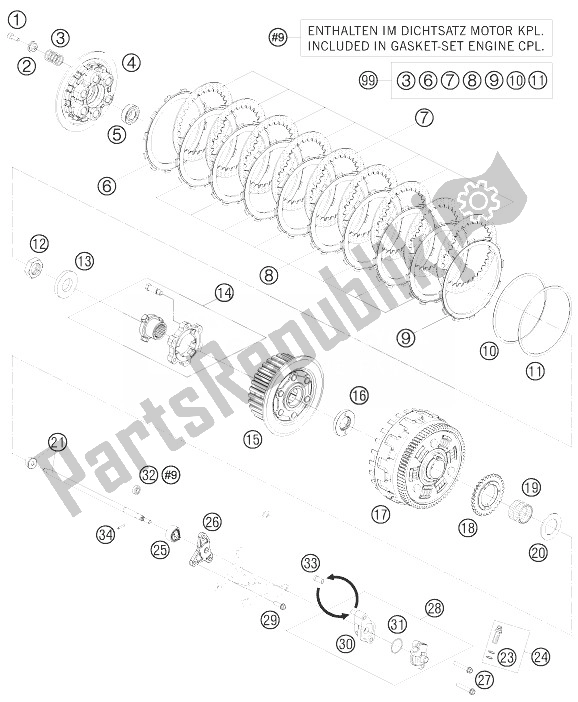 Tutte le parti per il Frizione del KTM 1190 RC8 R LIM ED Akrapovic 10 USA 2010