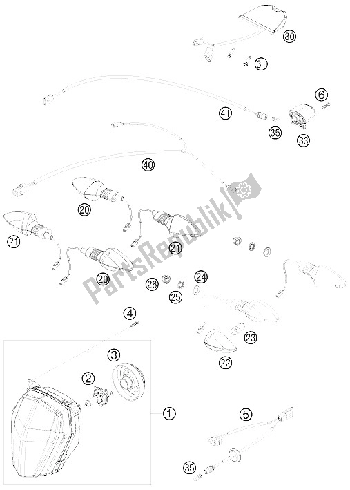 Tutte le parti per il Sistema Di Illuminazione del KTM 690 SMC Australia United Kingdom 2008