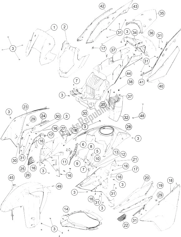 Todas las partes para Máscara, Guardabarros de KTM 1190 Adventure R ABS France 2015