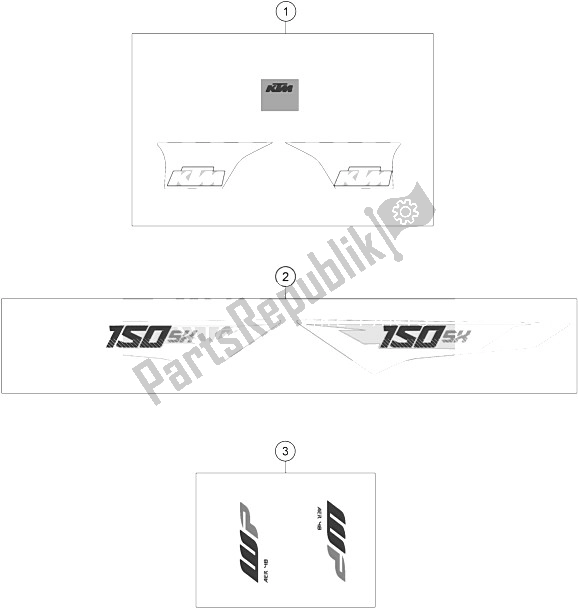 Alle onderdelen voor de Sticker van de KTM 150 SX Europe 2016