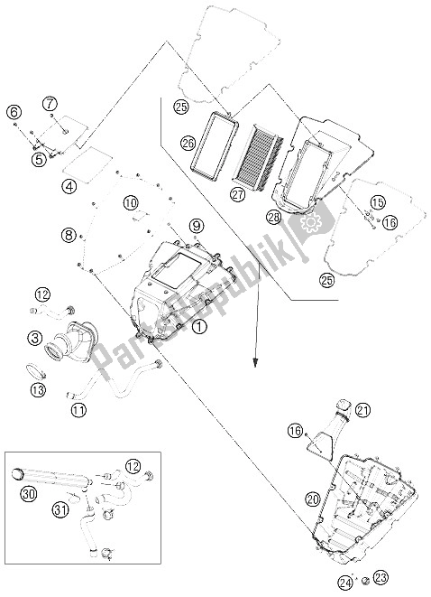 Tutte le parti per il Filtro Dell'aria del KTM 690 Duke R Australia United Kingdom 2011