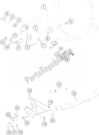 All parts for the Side- Center Stand of the KTM 1190 Adventure R ABS Australia 2013