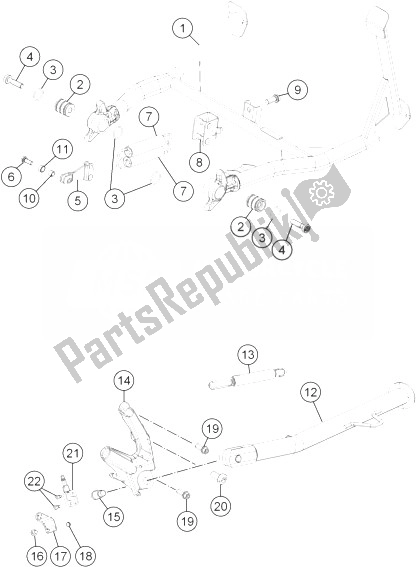All parts for the Side- Center Stand of the KTM 1190 Adventure R ABS Europe 2013