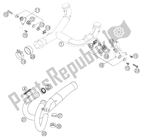 Todas as partes de Manifold, Common-rail 640 Duke do KTM 640 Duke II Orange Australia 2002