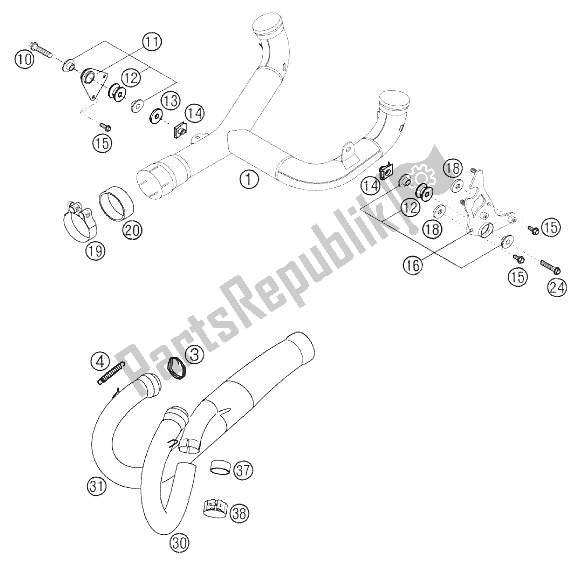 Tutte le parti per il Duca 640 Collettore Common Rail del KTM 640 Duke II Orange United Kingdom 2002