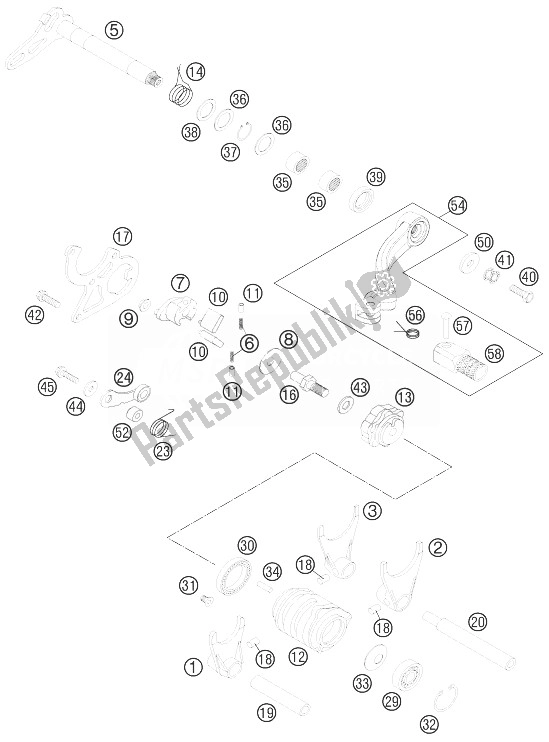 Todas las partes para Mecanismo De Cambio de KTM 125 EXC Europe 2014