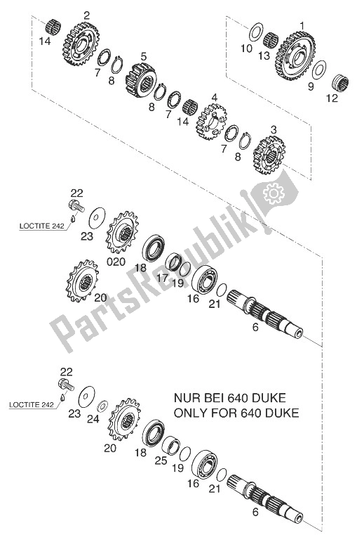 Tutte le parti per il Trasmissione Ii del KTM 640 LC 4 98 Europe 970386 1998