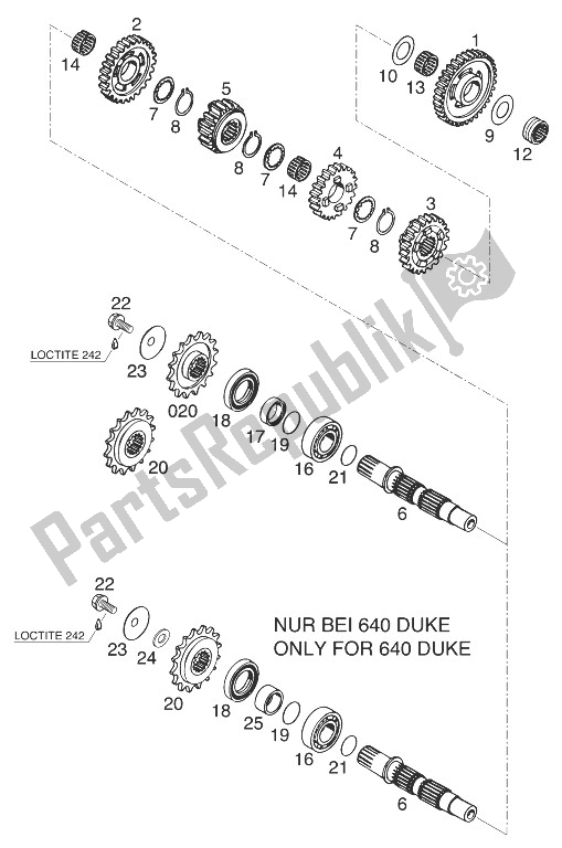 Tutte le parti per il Trasmissione Ii del KTM 640 LC 4 98 Europe 973786 1998