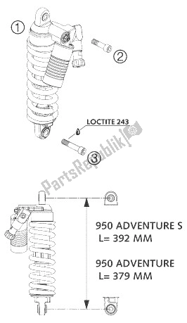 Todas las partes para Amortiguador Wp Lc8 de KTM 950 Adventure Black LOW USA 2004