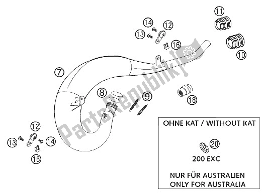 Tutte le parti per il Scarico 125-200 2001 del KTM 125 EXC Europe 2001