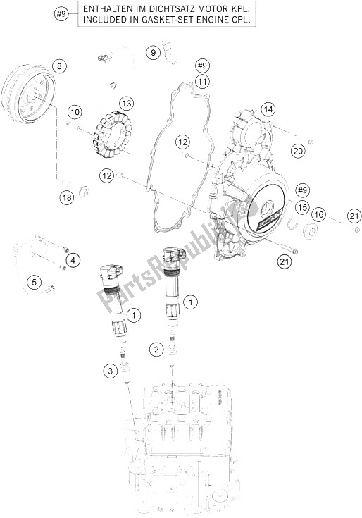 Tutte le parti per il Sistema Di Accensione del KTM 1290 Superduke R Orange ABS 16 China 2016