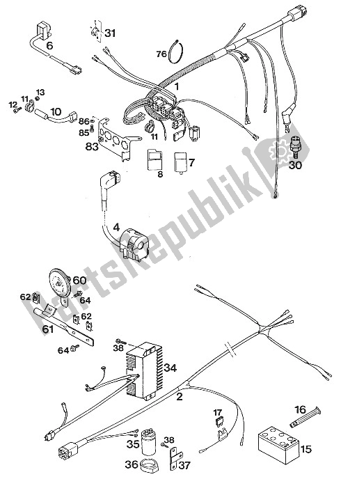 All parts for the Wire Harness Duke'94 of the KTM 620 Duke 37 KW 94 Europe 1994