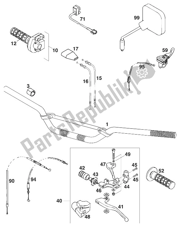 All parts for the Handle Bar - Controls Rxc '96 of the KTM 400 RXC E USA 1996