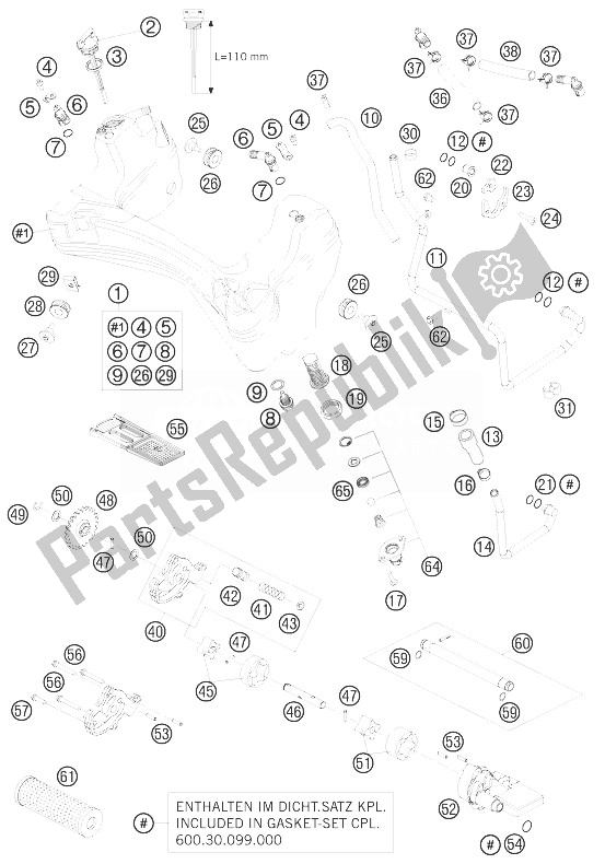 All parts for the Lubricating System of the KTM 990 Adventure White ABS 10 USA 2010