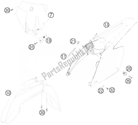 Tutte le parti per il Maschera, Parafanghi del KTM 85 SX 17 14 Europe 2010