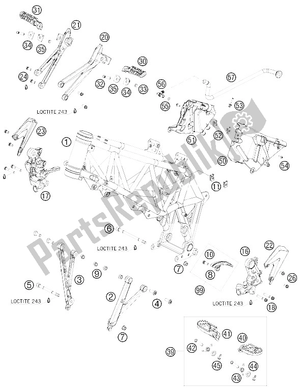 Toutes les pièces pour le Cadre du KTM 690 Enduro 09 USA 2009