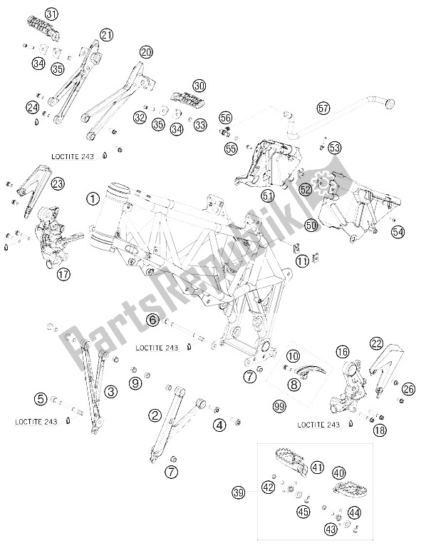 Tutte le parti per il Telaio del KTM 690 SMC 09 Australia United Kingdom 2009