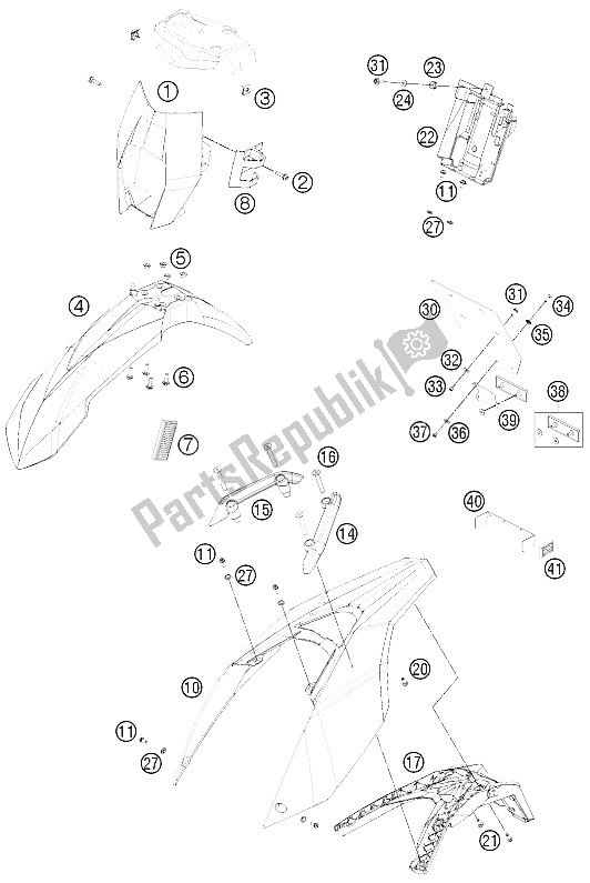 Alle onderdelen voor de Masker, Spatborden van de KTM 690 Enduro R USA 2012