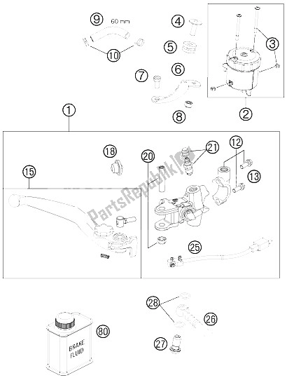 All parts for the Hand Brake Cylinder of the KTM 990 Superm T Black ABS Europe 2012