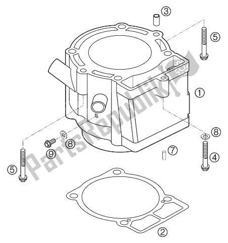 All parts for the Cylinder 250/450 Exc of the KTM 250 EXC G Racing USA 2003