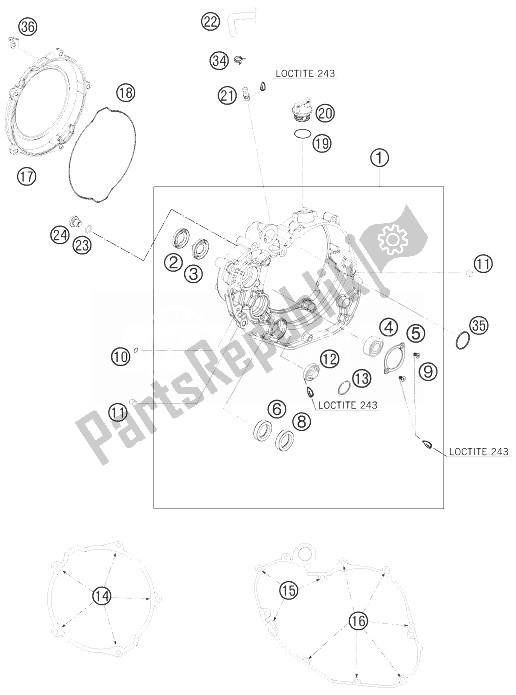 All parts for the Clutch Cover of the KTM 450 SMR Europe 2010