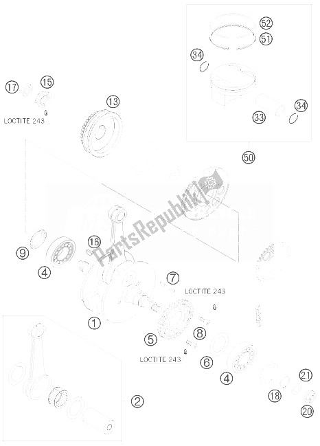 All parts for the Crankshaft, Piston of the KTM 450 XC ATV Europe 2010