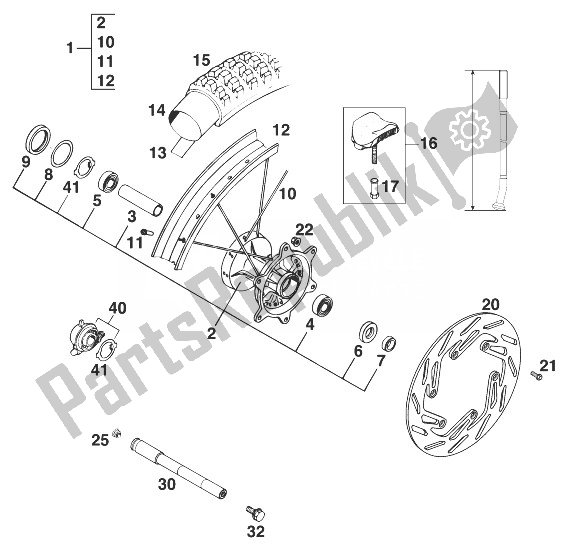 Todas las partes para Rueda Delantera 400-620 Sc '98 de KTM 620 SUP Comp Europe 1998