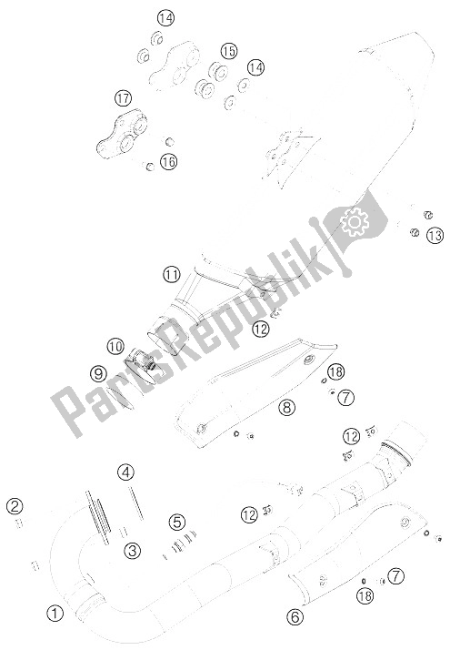 Alle onderdelen voor de Uitlaatsysteem van de KTM 690 SMC 09 Europe 2009