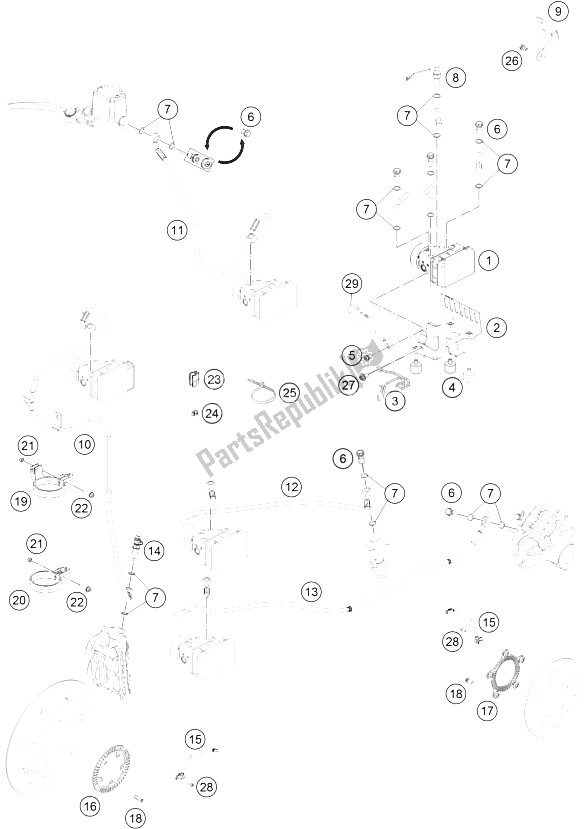 Tutte le parti per il Sistema Antibloccaggio del KTM 690 Duke Orange ABS 2016 China 2015