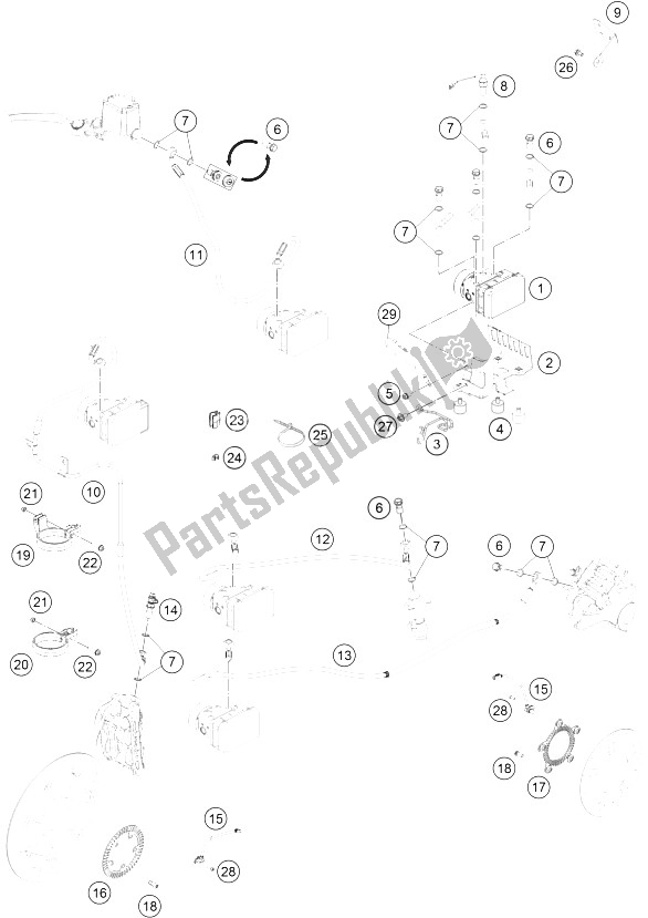 All parts for the Antiblock System of the KTM 690 Duke Orange ABS USA 2016