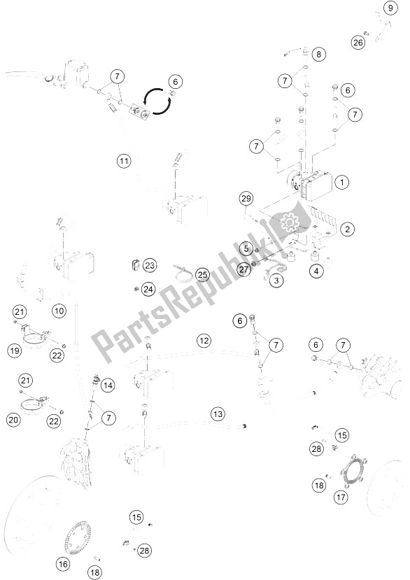 Todas las partes para Sistema Antibloqueo de KTM 690 Duke White ABS Europe 2016