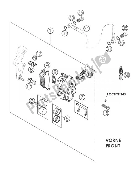 All parts for the Brake Caliper Front Brembo of the KTM 660 Rallye Factory Repl Europe 2004