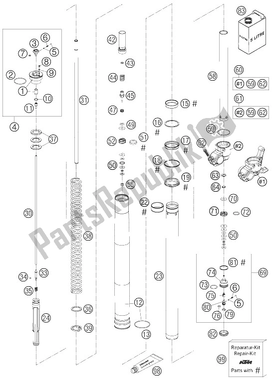 Toutes les pièces pour le Jambes De Fourche Wp Usd 48 du KTM 525 EXC G Racing USA 2006