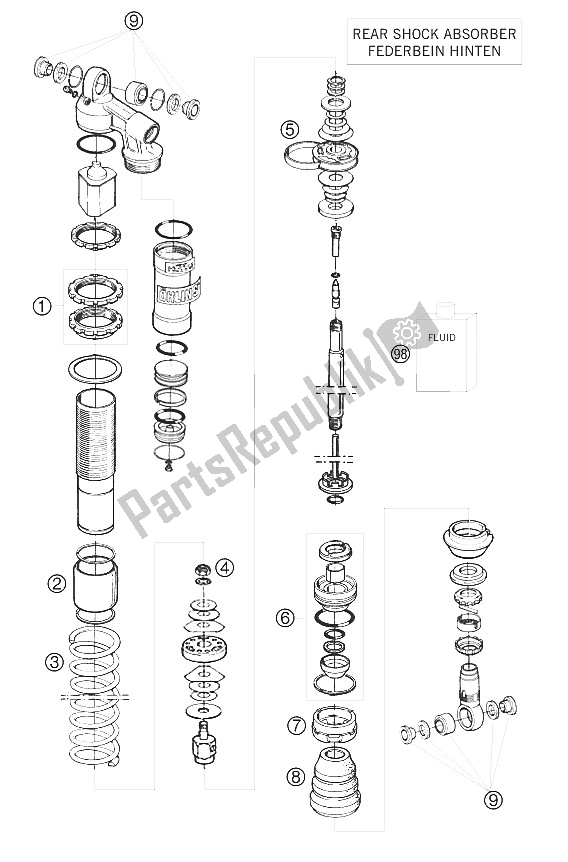 Toutes les pièces pour le Choc Abs. Arrière Démonté du KTM 450 XC ATV Europe 2009