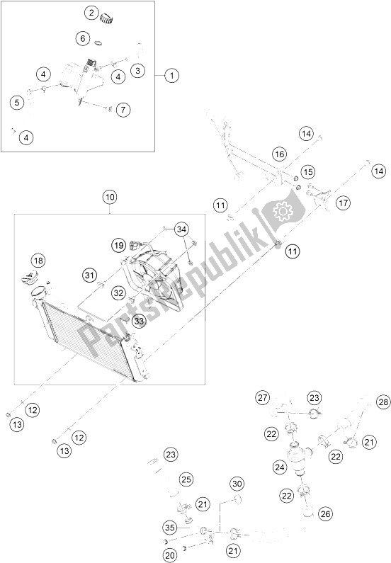 All parts for the Cooling System of the KTM RC 125 Black ABS B D Europe 2015