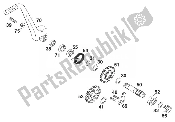 All parts for the Kickstarter 125/200 '98 of the KTM 125 EXC 99 USA 1999