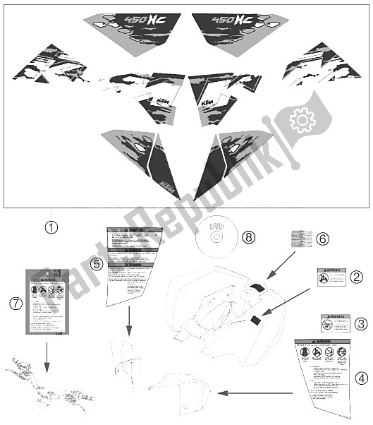 Todas las partes para Etiqueta de KTM 450 XC ATV Europe 2008