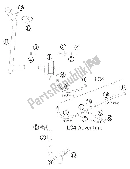 Todas as partes de Sls Lc4 do KTM 640 Adventure USA 2005