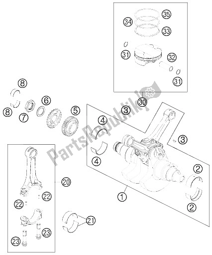 Tutte le parti per il Albero Motore, Pistone del KTM 990 ADV R LIM Edit Europe 2011