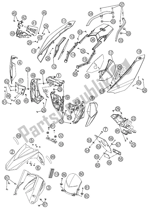 All parts for the Mask, Fender of the KTM 990 Supermoto R Europe 2012