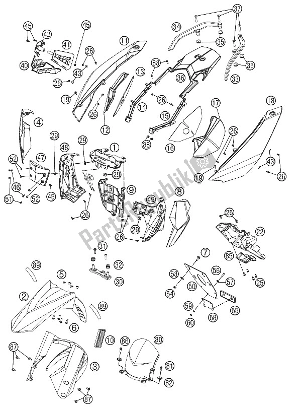 All parts for the Mask, Fender of the KTM 990 Supermoto R France 2012