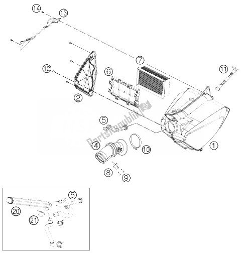 All parts for the Air Filter of the KTM 690 Duke Black ABS Europe 2013