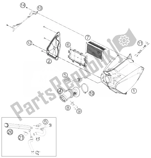 All parts for the Air Filter of the KTM 690 Duke R ABS Europe 2013