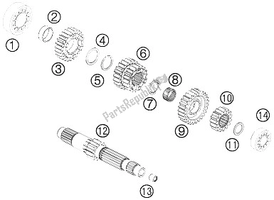 All parts for the Transmission I - Main Shaft of the KTM 990 SM T White ABS Spec Edit Brazil 2011